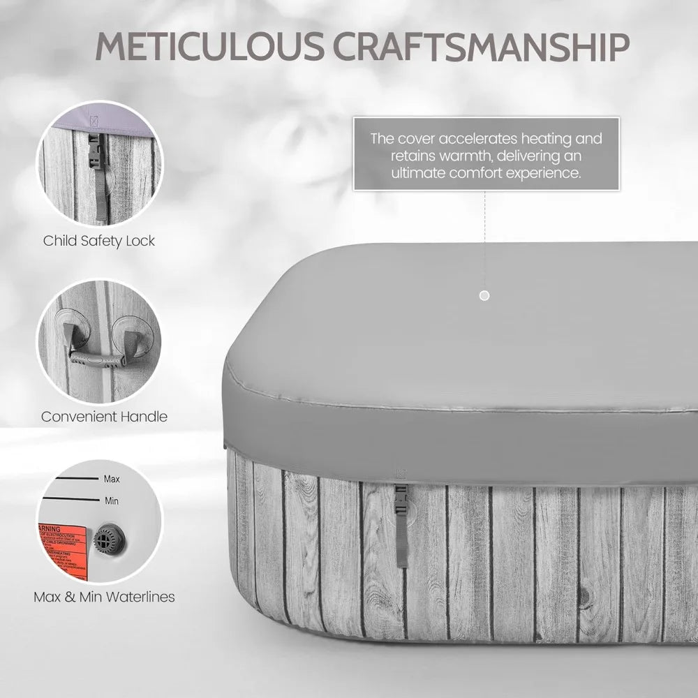 Inflatable Square Hot Tub Spa 4 To 6 Person Jets Spa