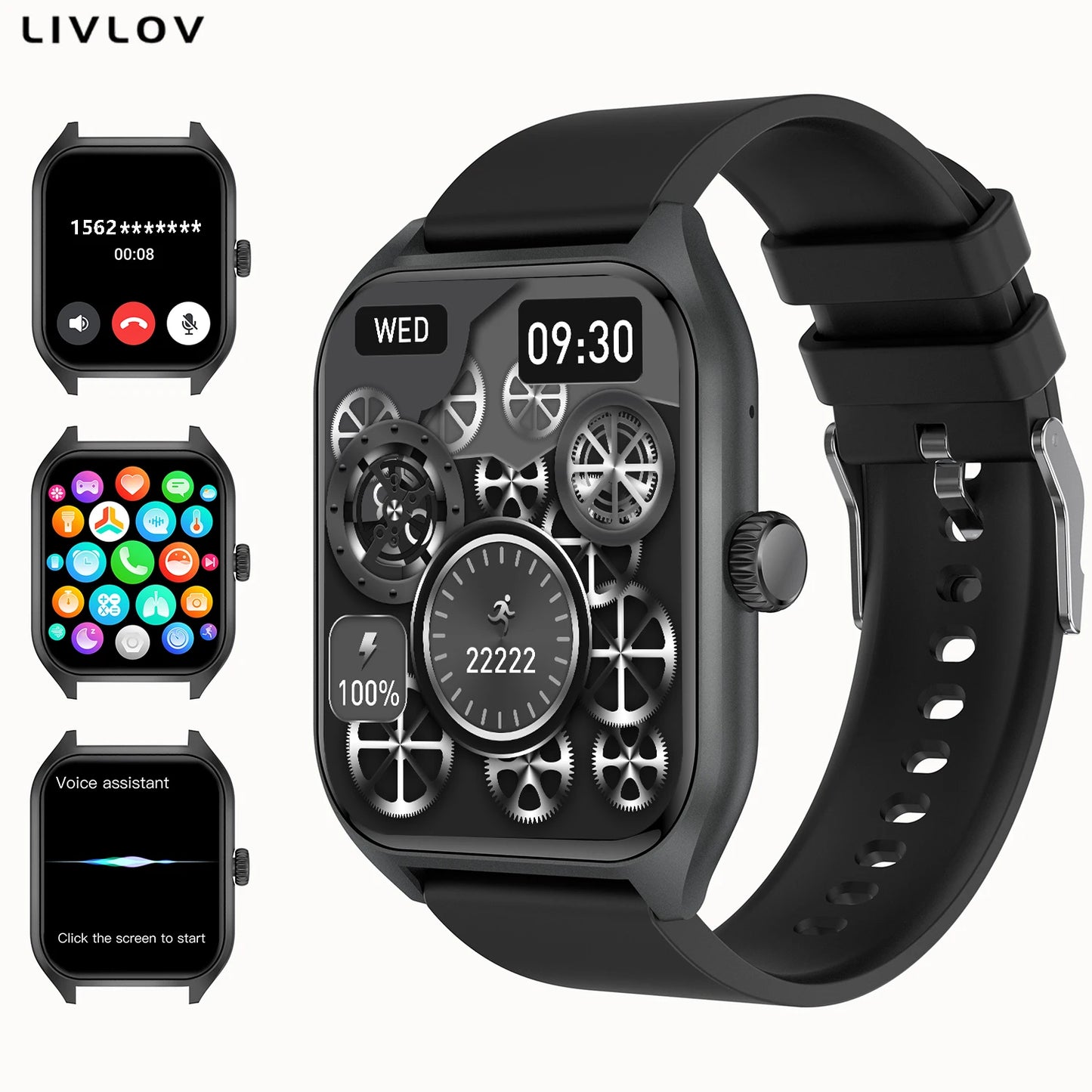AI Voice Assistant Smart Watch for Men and Women with 1.96 Inch HD Screen Activity Tracker and 100 Plus Sports Sleep Heart Rate Monitor