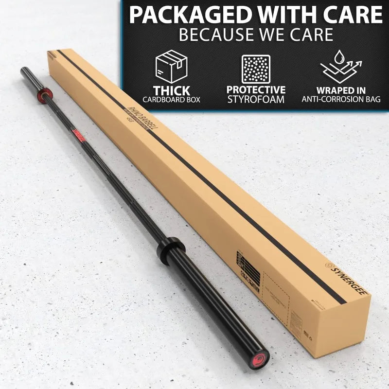 Synergee 45lb Rhino Power Bar Cerakote Finish Barbell. Rated 1500lbs for Powerlifting Deadlift Squat Bench Bar