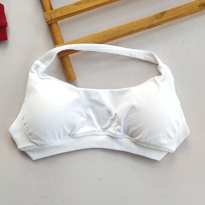 CN No Logo Sports Bra Neck Strap Seamless Open Back