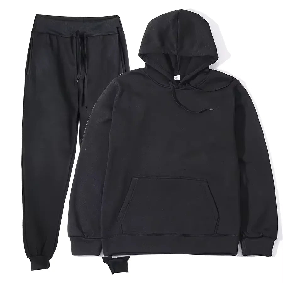 NONECN Winter Tracksuit Women Two Piece Set Hoodie Sweatpants