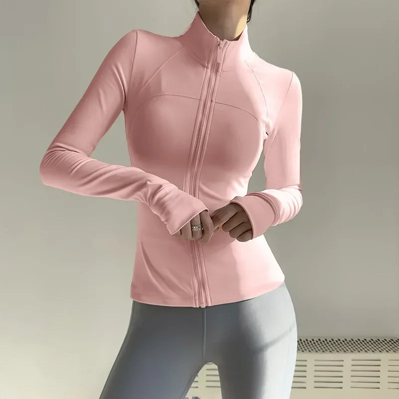 Women Zip Front Fitness Jacket Quick Dry Yoga Top Active