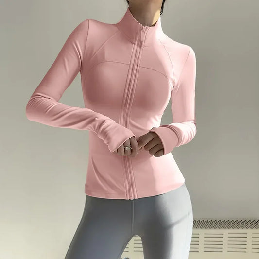 Women Zip Front Fitness Jacket Quick Dry Yoga Top Active
