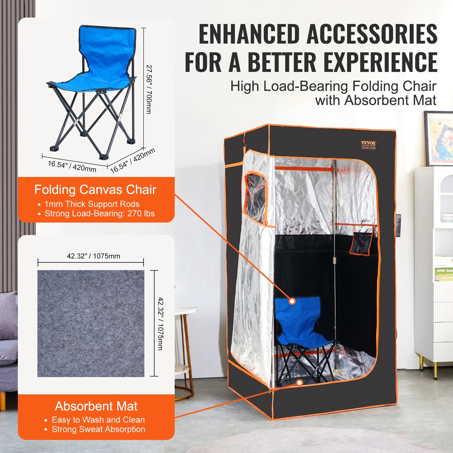 SucceBuy 1400W Portable Sauna Tent Personal Sauna Kit for Spa  Detoxify and Soothing Heated Body Therapy Remote Control Black