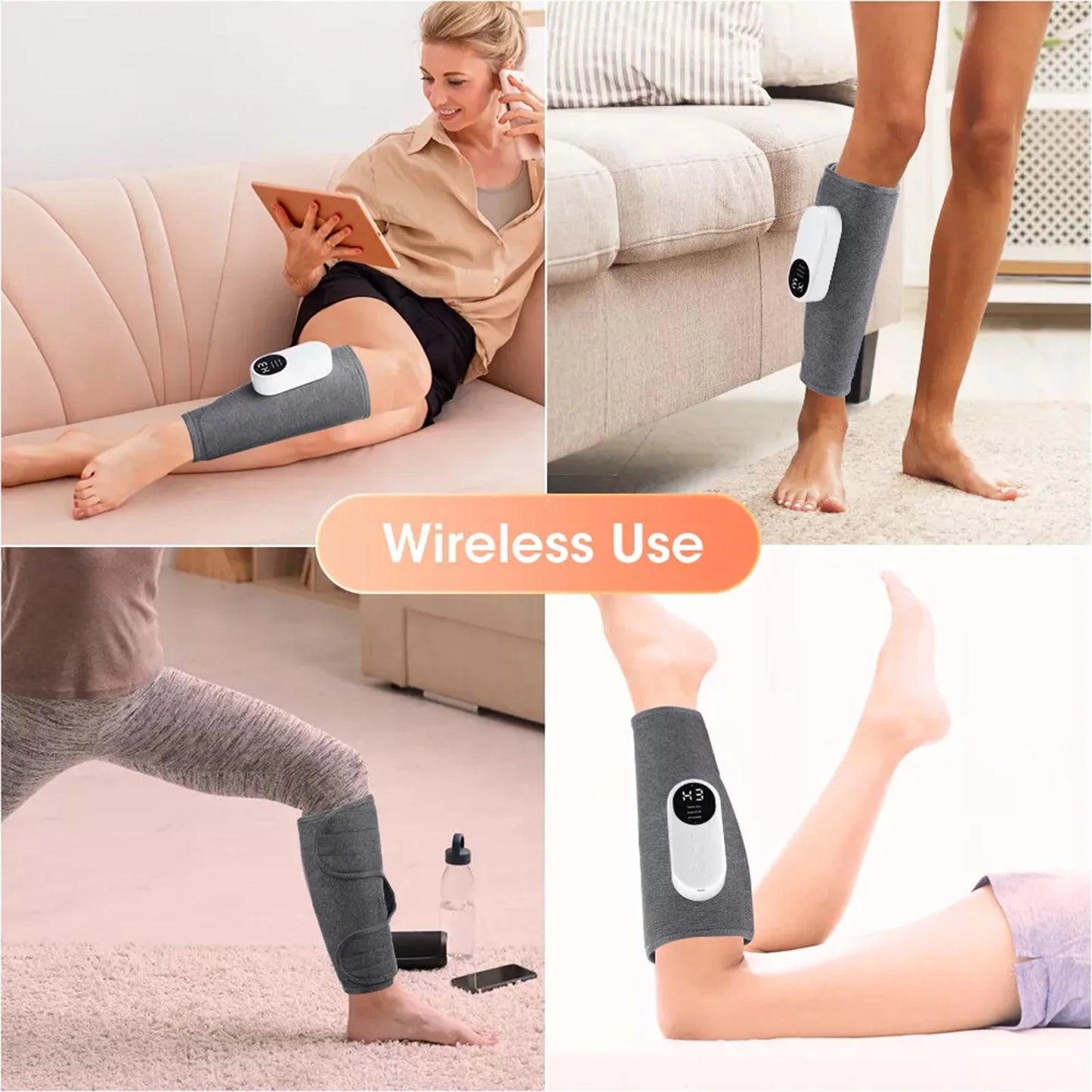 Smart Heating Leg Massage Machine Air Compression USB Rechargeable Wireless Leg Massager for Relaxation Calf Relief Muscle