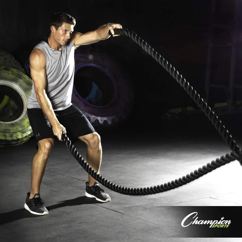 Champion Sports Heavy Duty Battle Rope For Strength And Conditioning