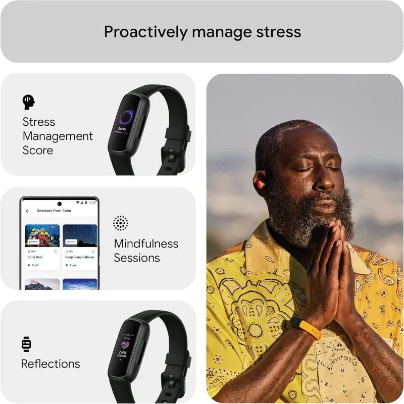 Popular Inspire 3 Health and Fitness Tracker with Stress Management Workout Intensity Sleep Tracking 24/7 Heart Rate Midnight Zen Black One Size S and L Bands Included