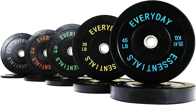 BalanceFrom Color Coded Black Bumper Plate Weight Plate with Steel Hub