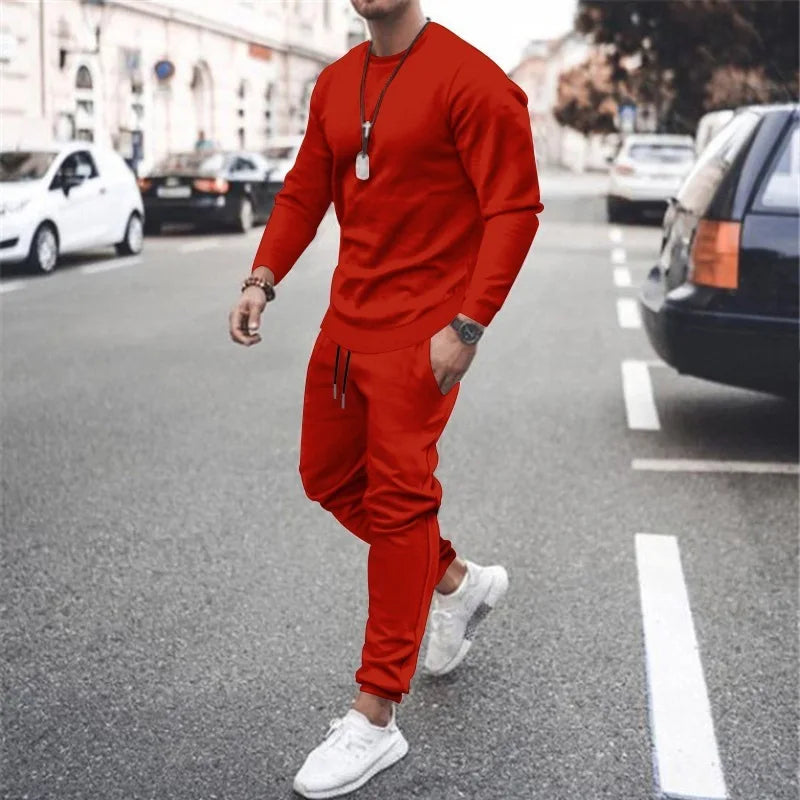NONECN Men Two Piece Tracksuit Set Sweatshirt Sweatpants